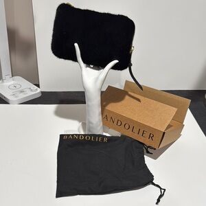 BANDOLIER NORAH EXPANDED POUCH- BLACK FAUX FUR NEW
